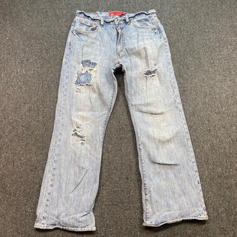 X2 Denim Laboratory M4 Jeans 33 Mens Grunge‎ Skater Ripped Distressed Boot Leg